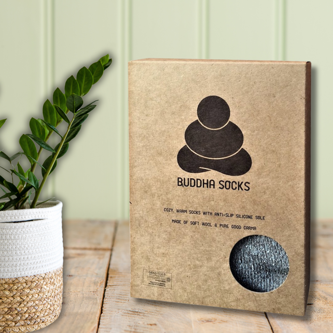 Boxed Buddha Fluffy socks for guys
