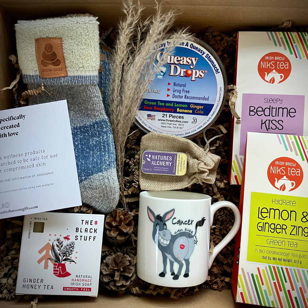 Cancer care package with mug and wellness teas