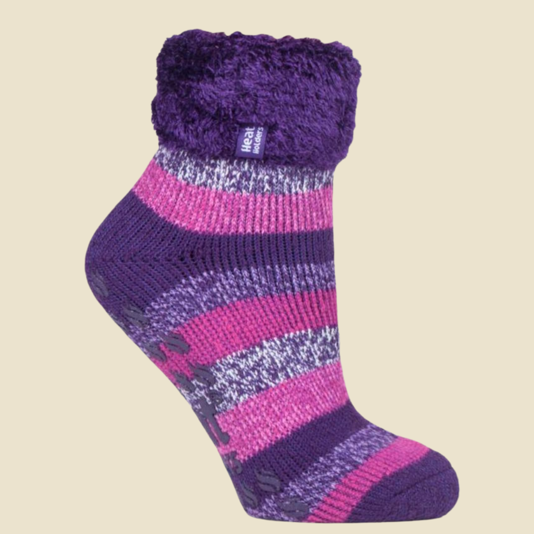 Thermal socks for cancer patients in purple and pink