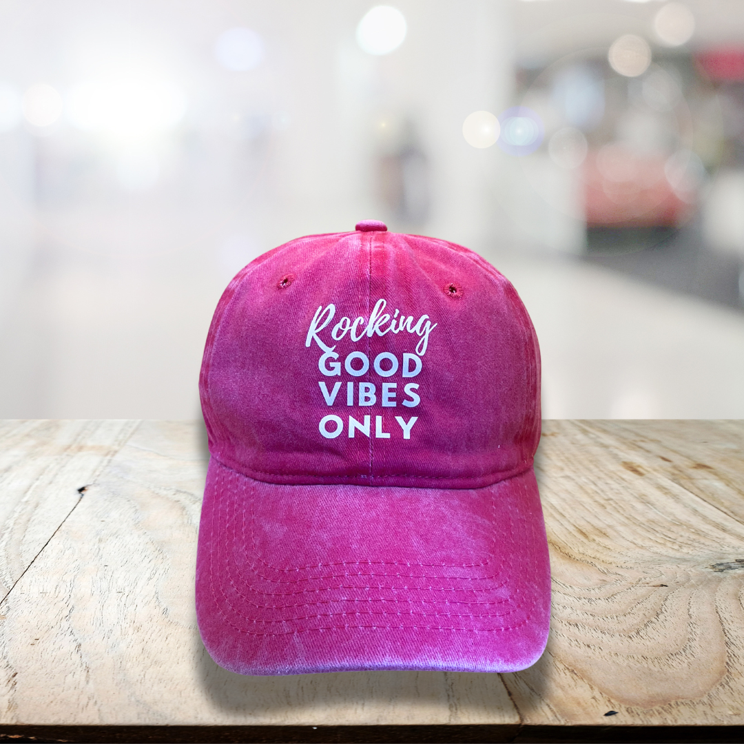 Rocking Good Vibes Only - Pink Baseball Cap