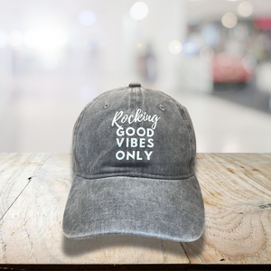 Rocking Good Vibes Only Baseball Cap - Light Grey