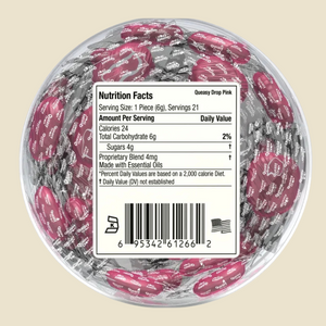 Nutrition facts for raspberry Queasy Drops, chemotherapy nausea relief