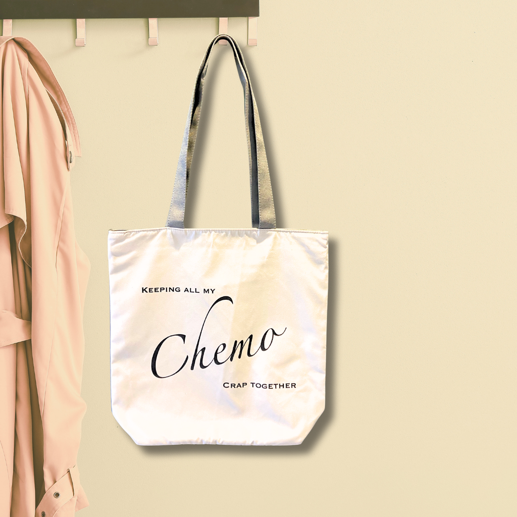 Chemo Gift bag with text saying 'Keeping all my chemo crap together'