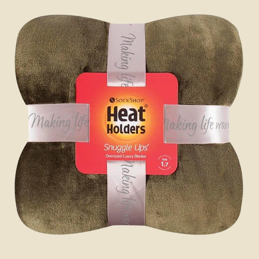 Warm blankets by Heat Holders in Olive Green