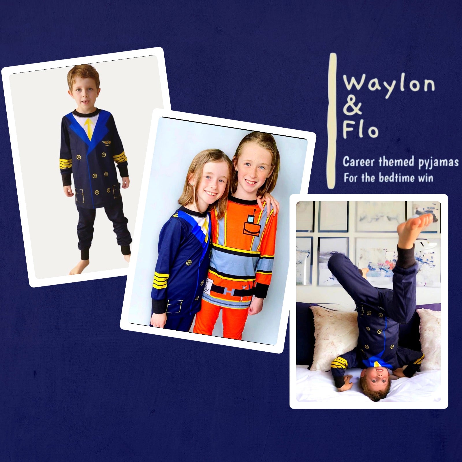 Kids in pilot and construction pyjamas