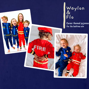 Kids in Police and Fireman pyjamas