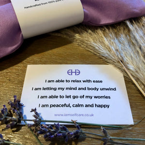 Relax Affirmation Card that goes with Eye Pillow