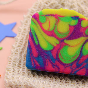 Close up of Unicorn Fart Goats milk soap