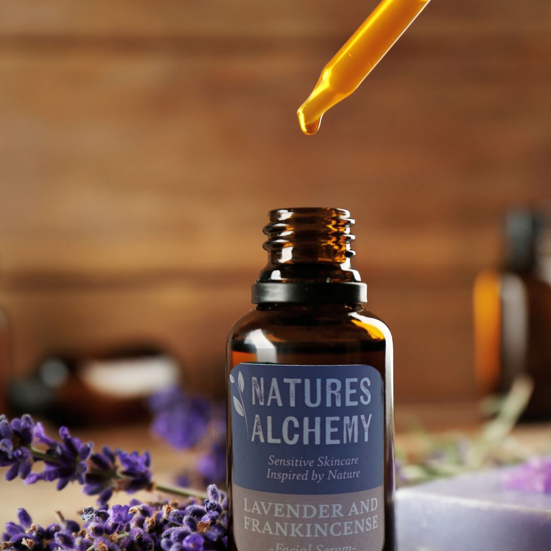 Close up of face serum bottle

