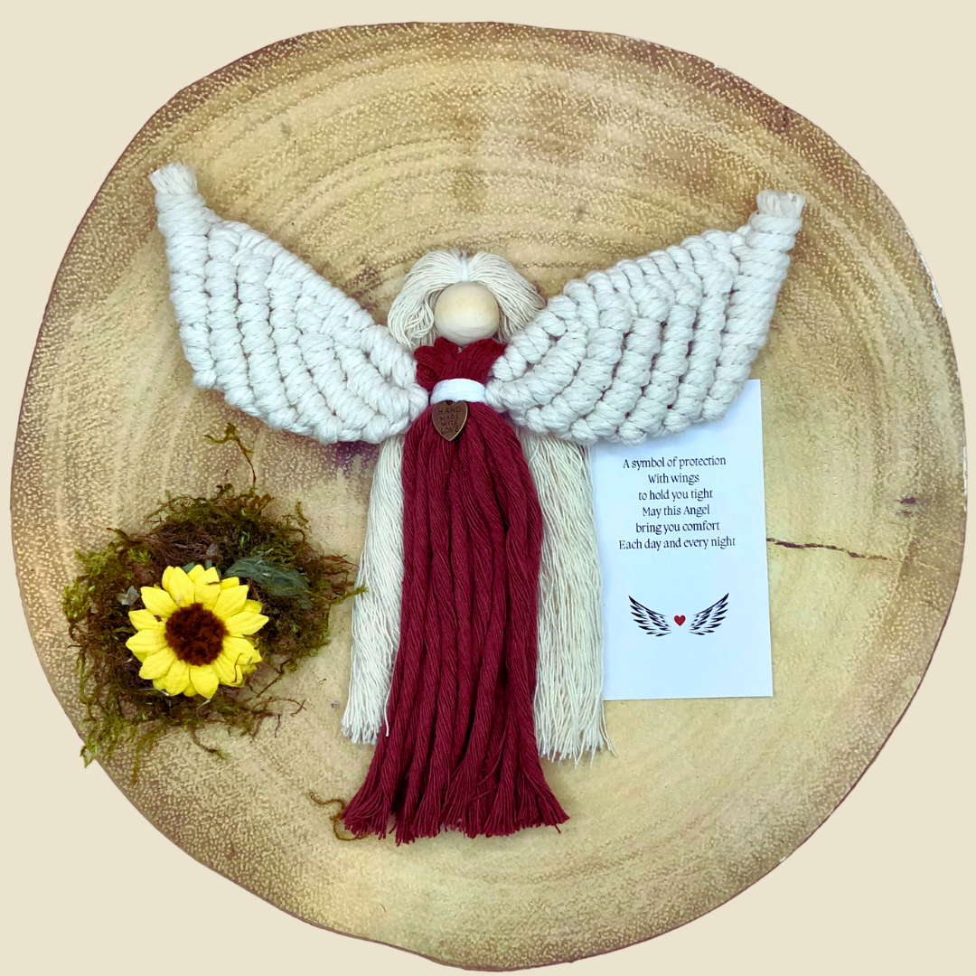 Handmade Get Well Angel in Burgundy