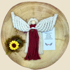 Handmade Get Well Angel in Burgundy