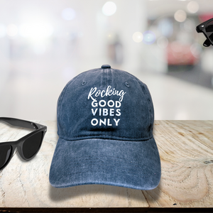Baseball hat for chemo patient in navy - Rocking Good Vibes Only