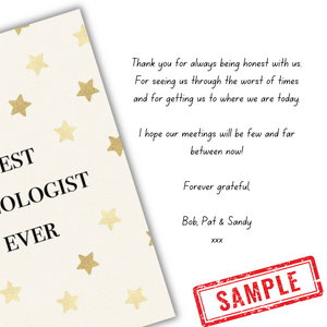 Sample message in thank you oncologist card