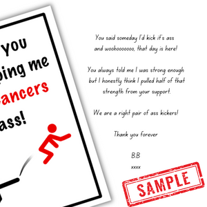 sample message in funny thank you for your support card