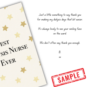 Sample message on Best Dialysis Nurse Ever Thank you card