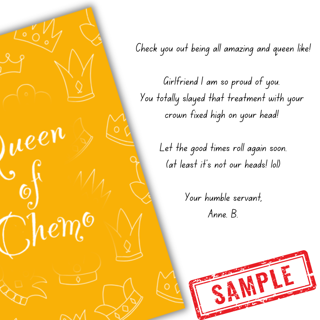 Sample message in Queen of Chemo card