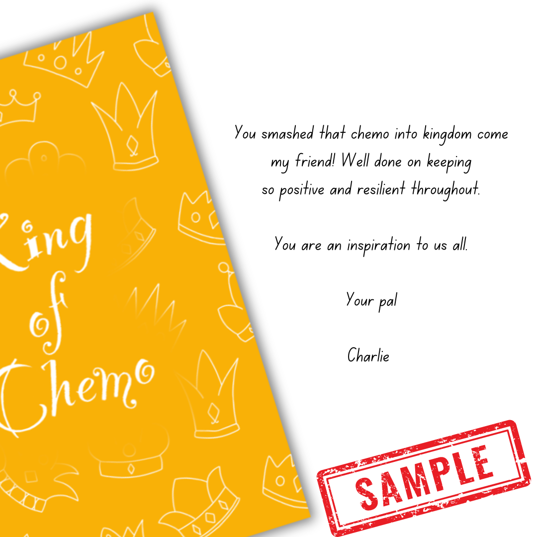Sample message on King of Chemo card