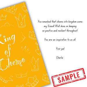 Sample message on King of Chemo card