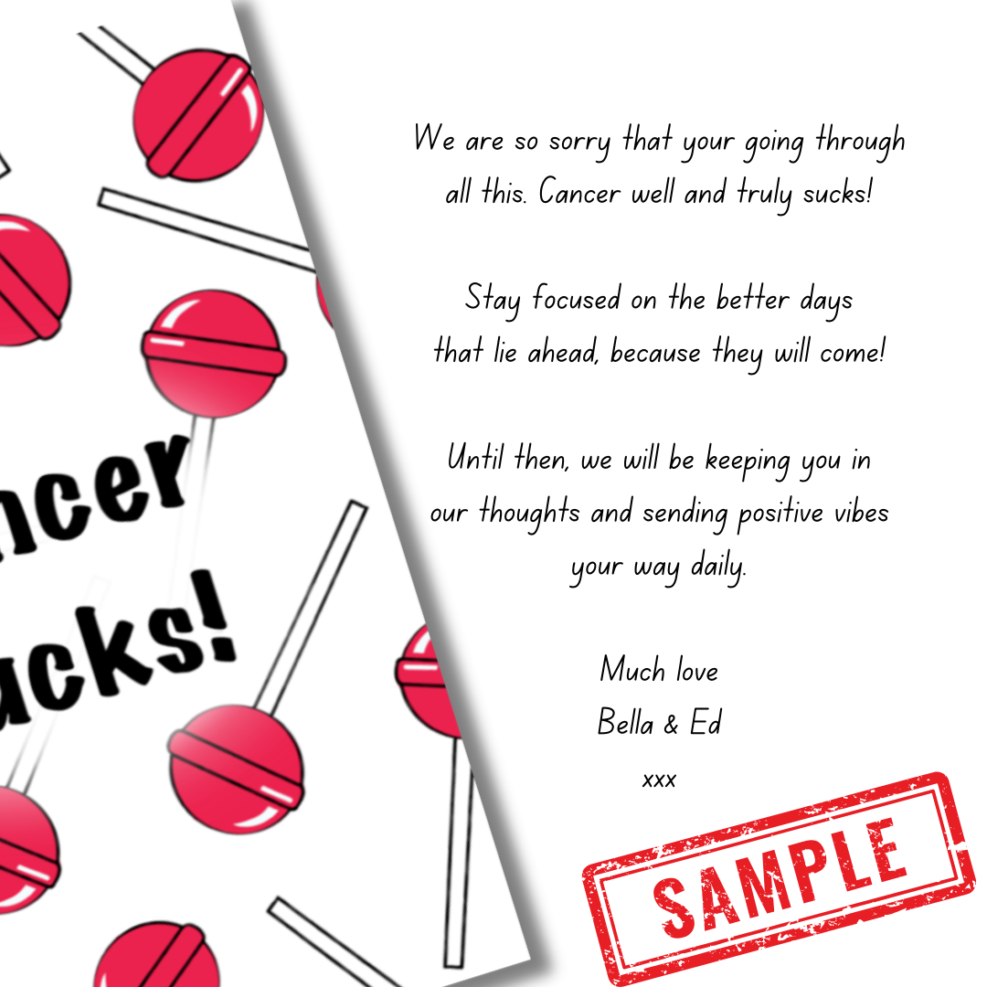 Sample message on Cancer Sucks Card