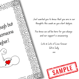Sample message in support for dialysis patient card