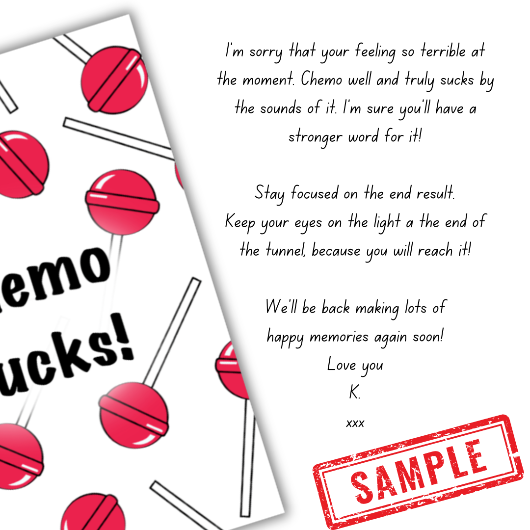 Sample message in Chemo Sucks card