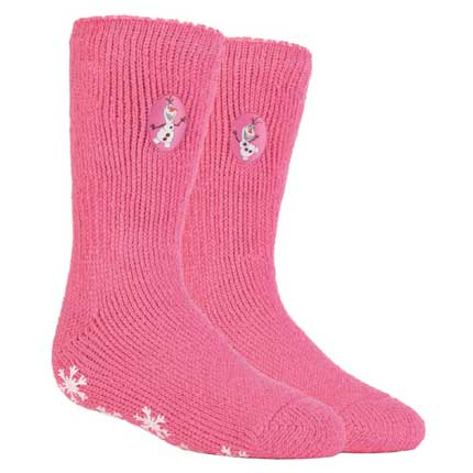 Pair of kids thermal slipper socks Olaf theme